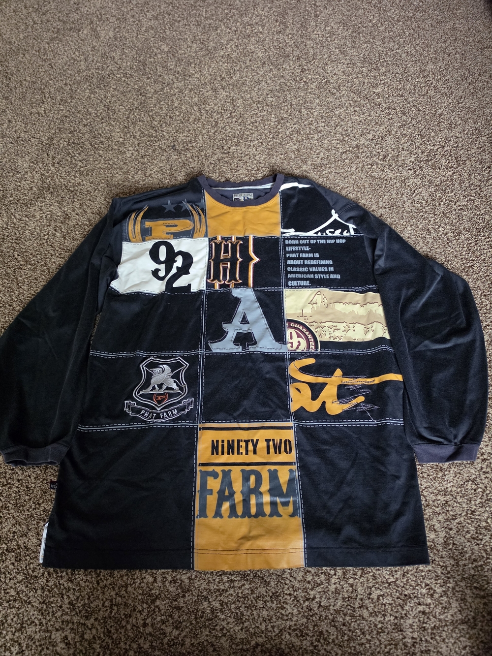 Phat Farm Heavy Jersey PF92 90s Hip Hop Clothing Mens Size XL Vintage